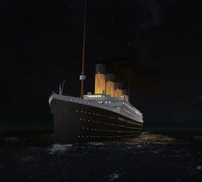 RMS Titanic's Last Night on the Atlantic Ocean Illustration Stock Illustration