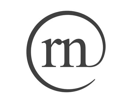 RN logo from two letter with circle shape email sign style. R and N round l.. Stock Illustration