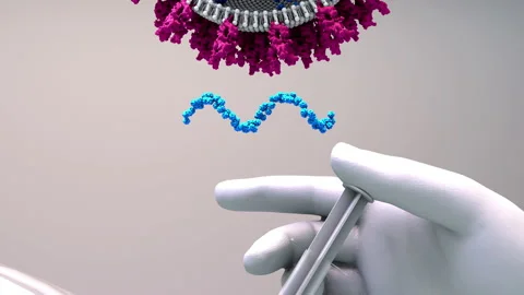 RNA vaccine new type of vaccine inserts fragments of the virus RNA into human ce Stock Footage