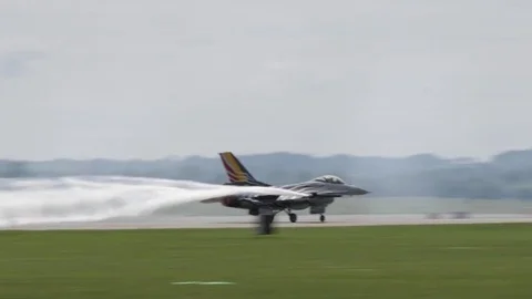 RNAS YEOVIL, United Kingdom - 8th July 2017. Flying Falcon Air Force F-16 Stock Footage
