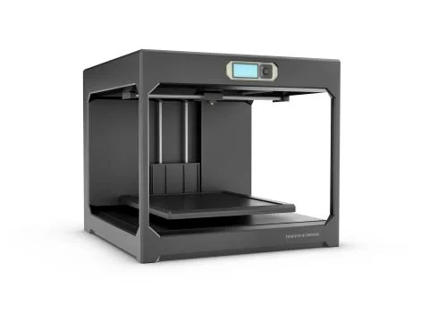 Rndering of black desktop 3d printer isolated on the white background Stock Illustration