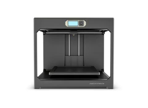 Rndering of black desktop 3d printer isolated on the white background Stock Illustration