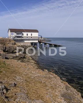RNLI lifeboat station at Moelfre on the coast of Anglesey, North Wales Stock Photos