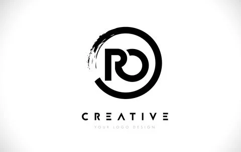 RO Circular Letter Logo with Circle Brush Design and White Background. Stock Illustration