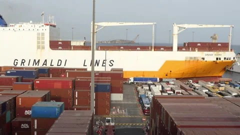 Ro-ro cargo ship Grande Nigeria in the port of Dakar Stock Footage 132431768