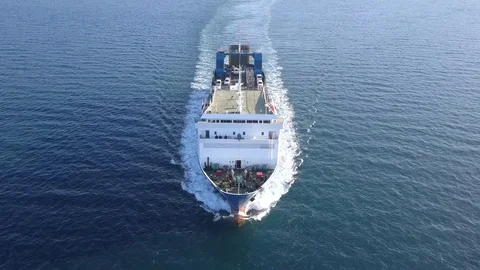 Ro Ro Ship: Aerial view of a medium RoRo... | Stock Video | Pond5