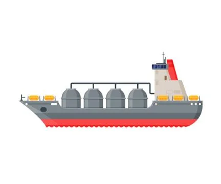 Ro Ro Ship Vessel, Side View, Water Transport, Sea or Ocean Transportation Stock Illustration