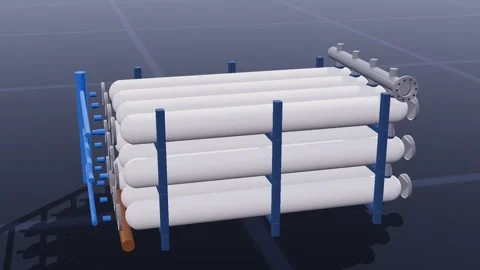 Ro train desalination 3d loop 3D animation seamless loop Stock Footage 341779579