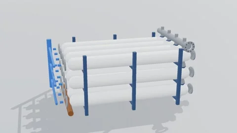 Ro train desalination 3d loop white background 3D animation seamless loop Stock Footage 341849065