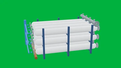 Ro train desalination 3d loop green screen Stock Footage 342913188