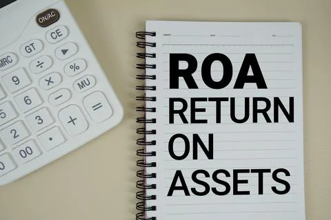 ROA Abbreviations of Return on Assets text with calculator phrase of busine.. Stock Photos