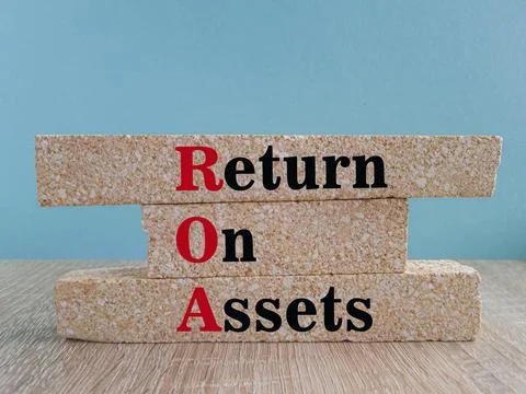 ROA- return on assets symbol. Stock Photos