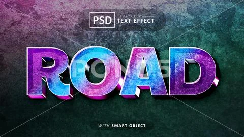 Road 3d text effect editable Modello PSD
