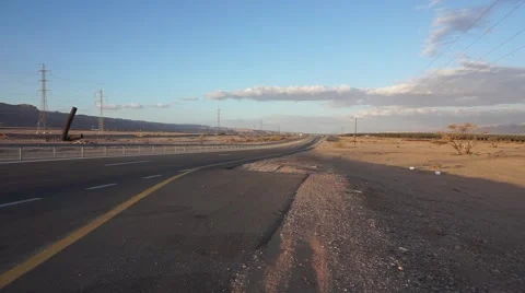 Road 90 Israel near Eilat afternoon Highway Desert Stock Footage 59387660