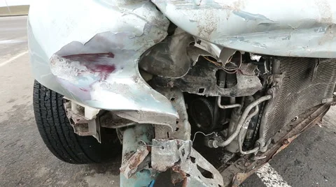 Road accident. Car crash. Broken car. Stock Footage 61208556