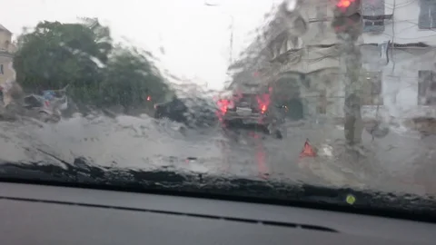 Road accident in the rain Stock Footage 91403062