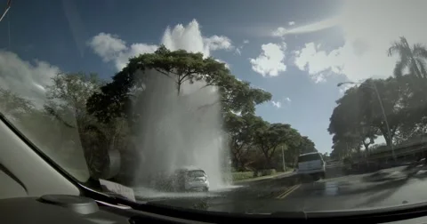 Road accident, water from fire hydrant released Stock Footage 57676042