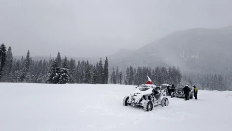 Off-Road Adventure in Snowy Forest Stock Footage 293469035
