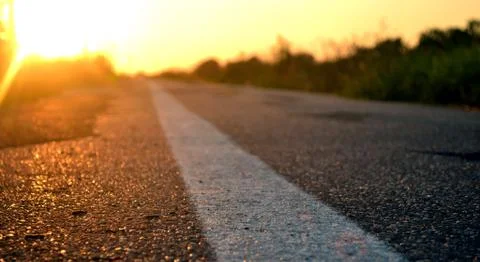 Road ahead and the sunset Stock Photos