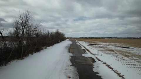 A Road in Alberta in early Spring Stock Footage 258092744