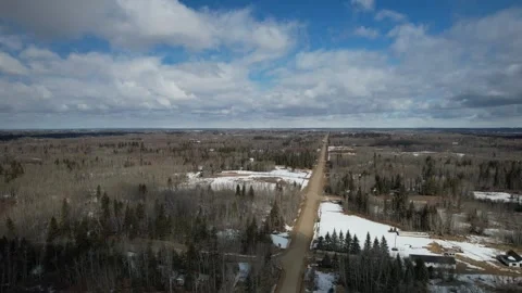 A Road in Alberta in early Spring Stock Footage 258092770