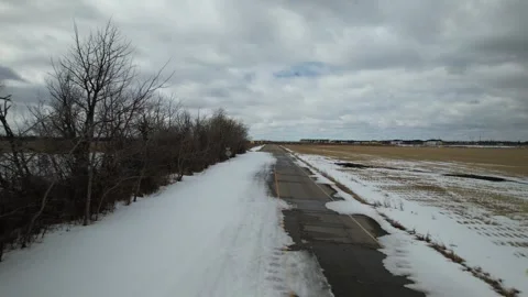 A Road in Alberta in early Spring Stock Footage 258092794
