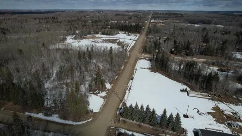 A Road in Alberta in early Spring Stock Footage 258092814