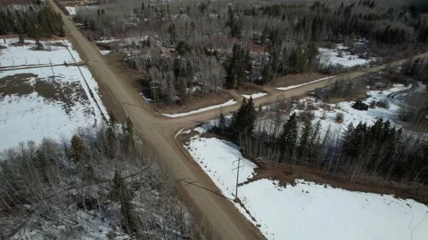 A Road in Alberta in early Spring Stock Footage 258092828