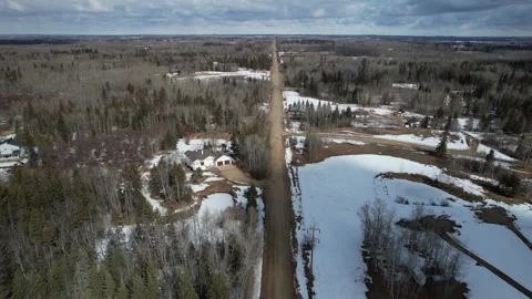 A Road in Alberta in early Spring Stock Footage 258092834