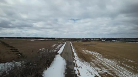 A Road in Alberta in early Spring Stock Footage 258092835