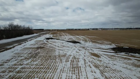 A Road in Alberta in early Spring Stock Footage 258092969