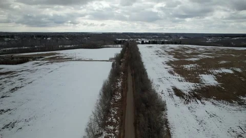 A Road in Alberta in early Spring Stock Footage 258092972