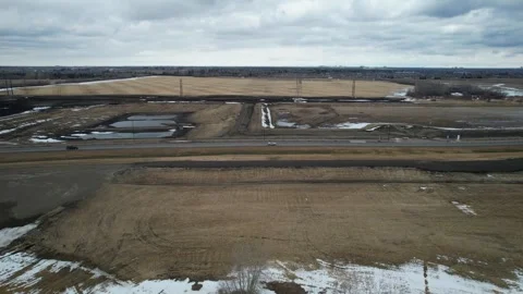A Road in Alberta in early Spring Stock Footage 258092977