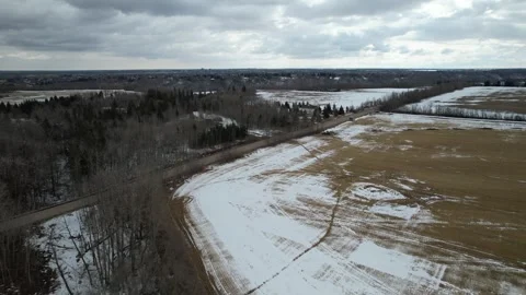 A Road in Alberta in early Spring Stock Footage 258092979