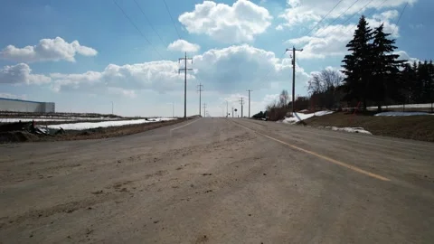 A Road in Alberta in early Spring Stock Footage 258092982