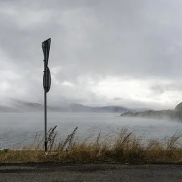 Road along Lake Sevan in Armenia side view Foto stock