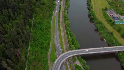 Road along the river into the distance Stock Footage 154823847