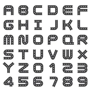 Road alphabet set Stock Illustration