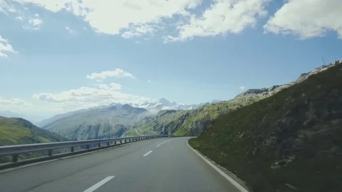 Road in the Alps Mountains, Switzerland Stock Footage