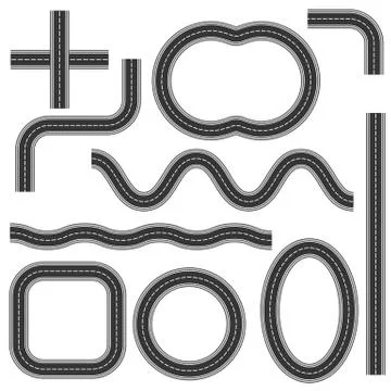 Road and Highway Elements for City Map Creation. Path Desigh for Traffic Stock Illustration