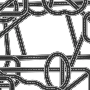 Road and Highway Elements for City Map Creation. Path Design for Traffic Stock Illustration