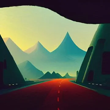 Road and mountains abstract Stock Illustration