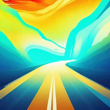 Road and mountains abstract Stock Illustration