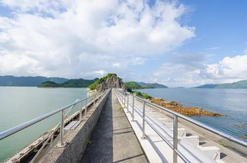 The Road and railing 스톡 사진