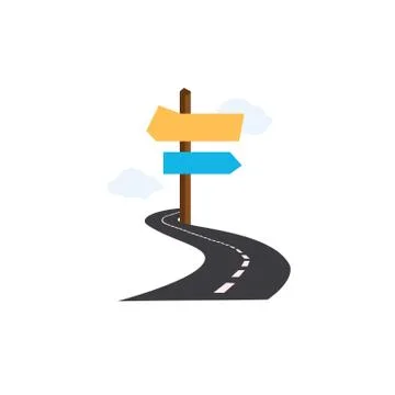 Road and road sign of vector Stock Illustration
