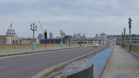 A road and a sidewalk on a bridge. Stock Footage 125948432