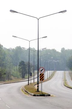 Road and sign Stock Photos