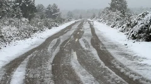 Road and snow Stock Footage