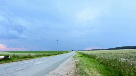 Road and storm clouds Stock Footage 45912069