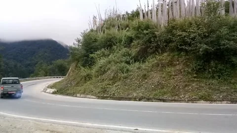 Road and view in Bhutan Video stock 247327902
